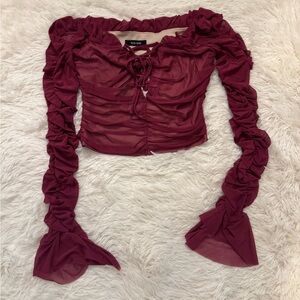 Elegant Burgundy Off-Shoulder Top